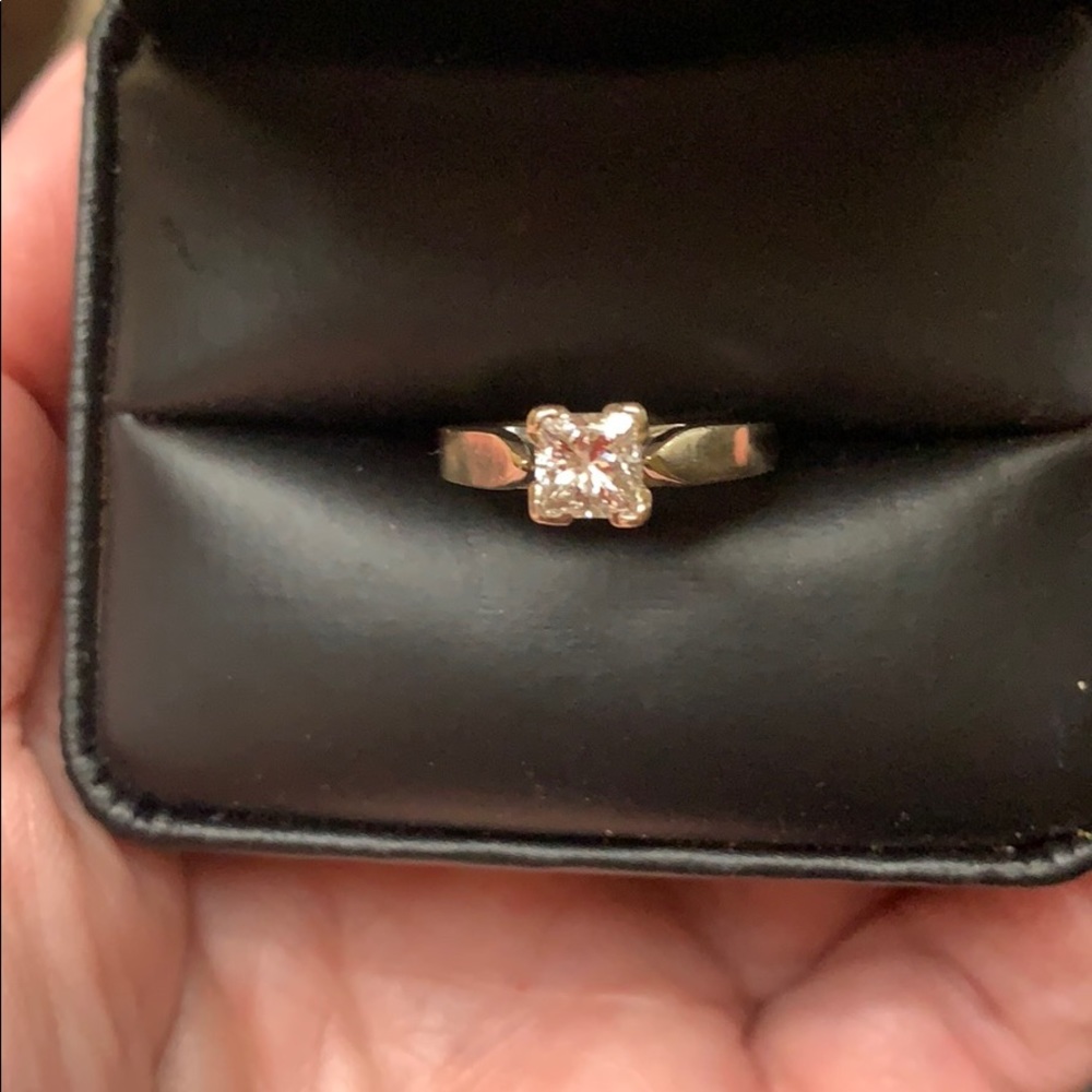 Diamond Ring, square cut, 5.5, 10k white gold